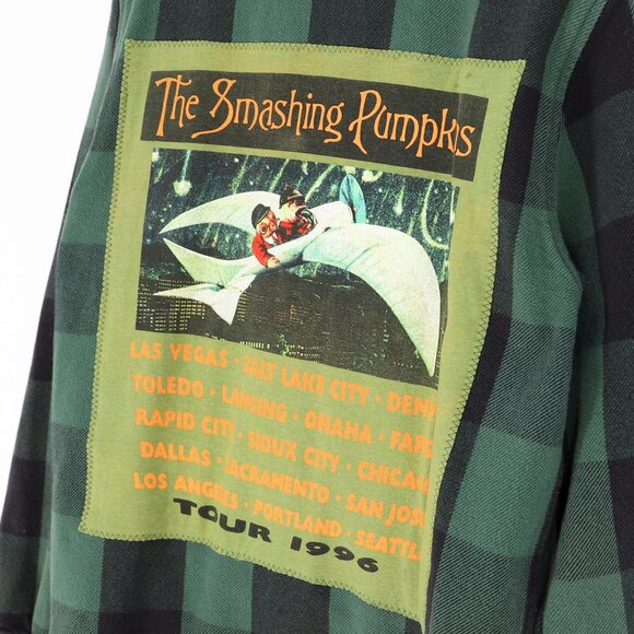 Upcycled Reworked The Smashing Pumpkins 1996 Tour Flannel Custom Retro Jacket - Picture 6 of 8